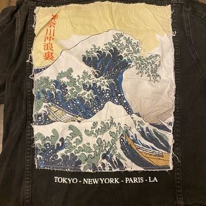 Fabulous unique one of a kind black denim embroidered jacket